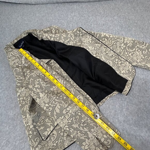 EVAN PICONE Black Label Blazer Cream Jacquard Damask Sz 12 Career 3 Button - Picture 8 of 10